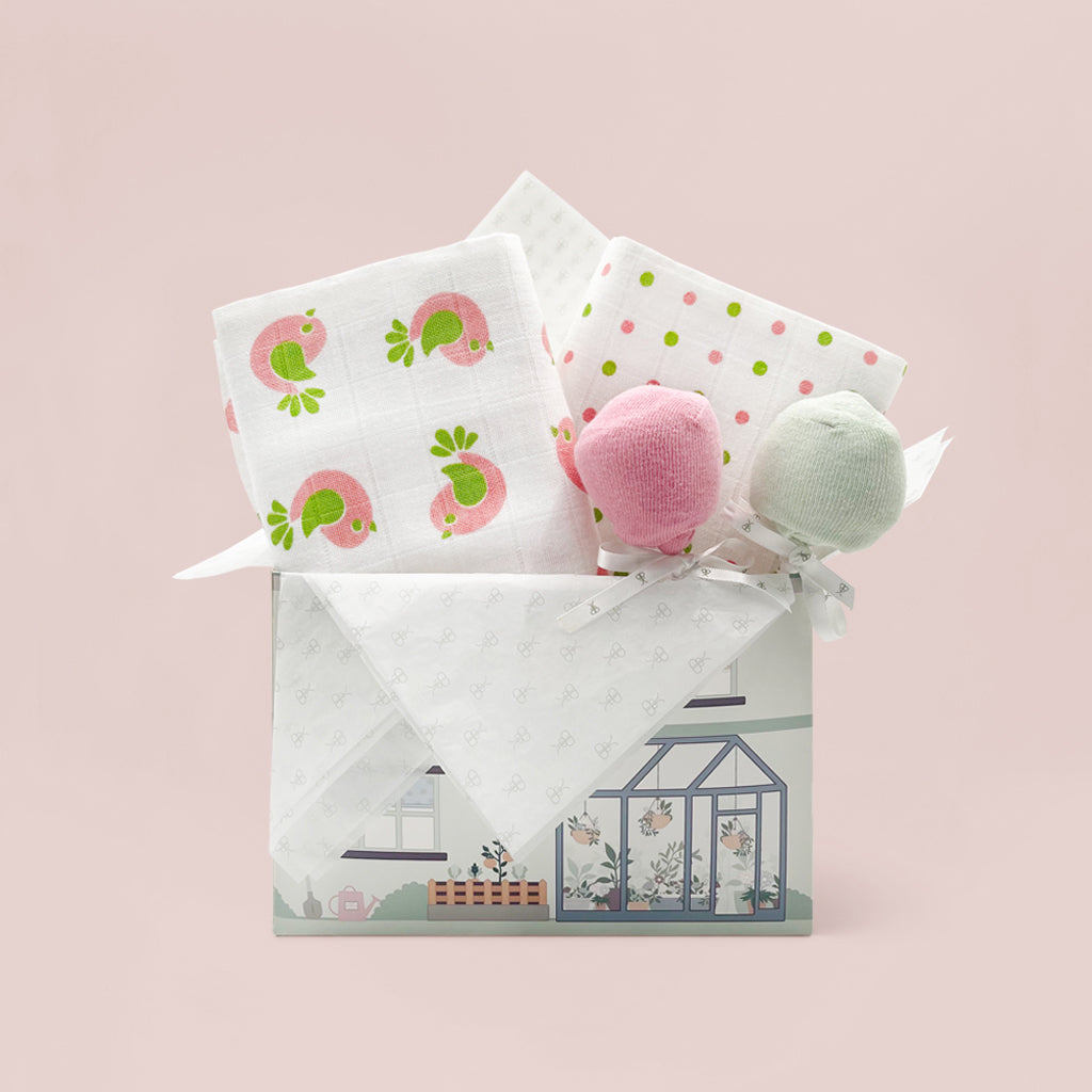 Premium Baby Swaddle Blanket & Socks Gift Set - Soft Cotton Newborn Essentials in Pink - Perfect for Baby Showers, Hospital Visits & First Photos