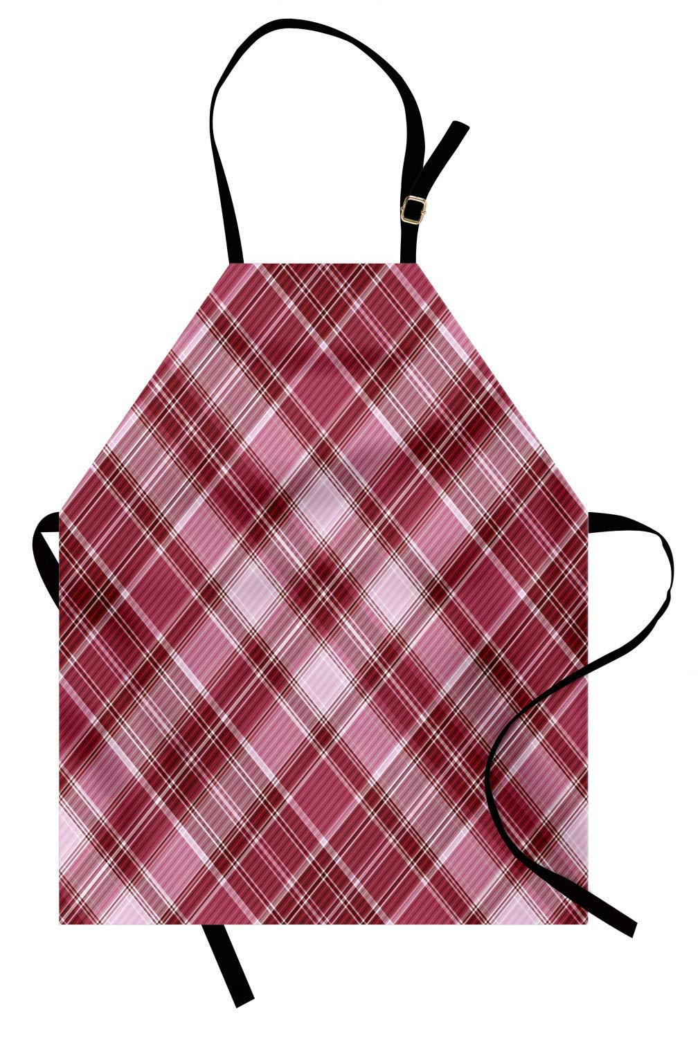 Ambesonne Checkered Apron for Women - Adjustable Kitchen Apron with Diagonal Checkered Pattern in Rose Tones, Small Bib with Ties for Baking, Cooking, Painting & Crafting - Dried Rose White Home Chef Apron for Kitchen, BBQ & Pottery Studio