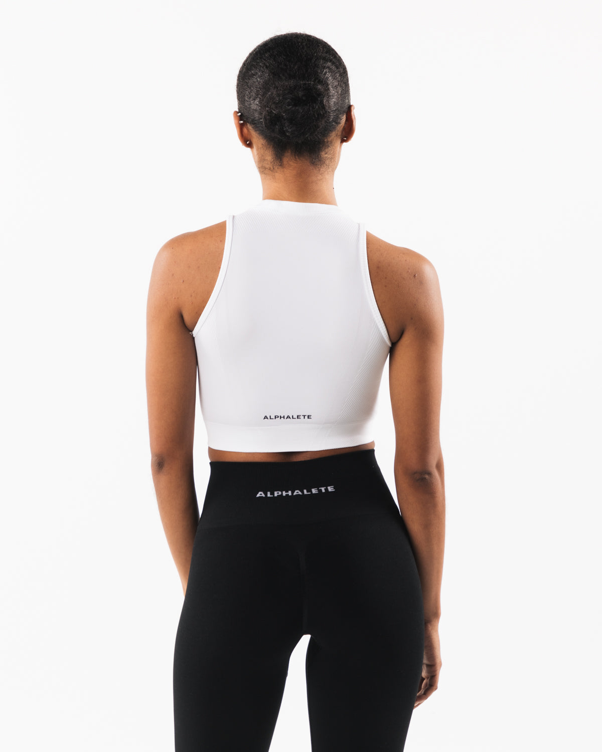 Stratus Crop Tank Top - Women's White Short Sleeve Athletic Shirt for Yoga, Running & Gym Workouts