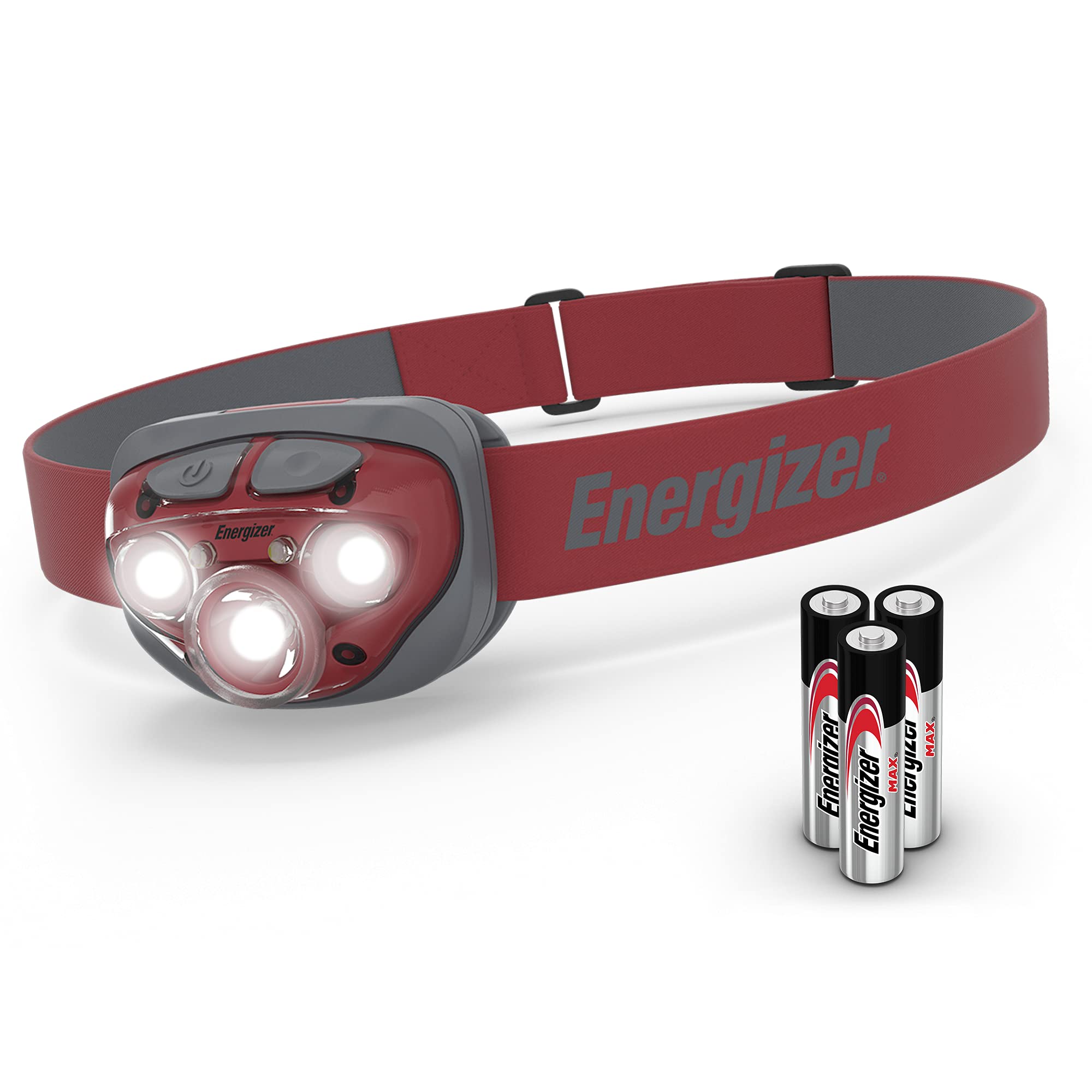Energizer LED Headlamp - 300 Lumens Bright Headlight for Camping, Hiking, Running & Mechanic Work | Rechargeable & Waterproof | Includes Batteries (Rust Red, Pack of 1) - Perfect for Night Adventures, Emergency Repairs & Outdoor Activities