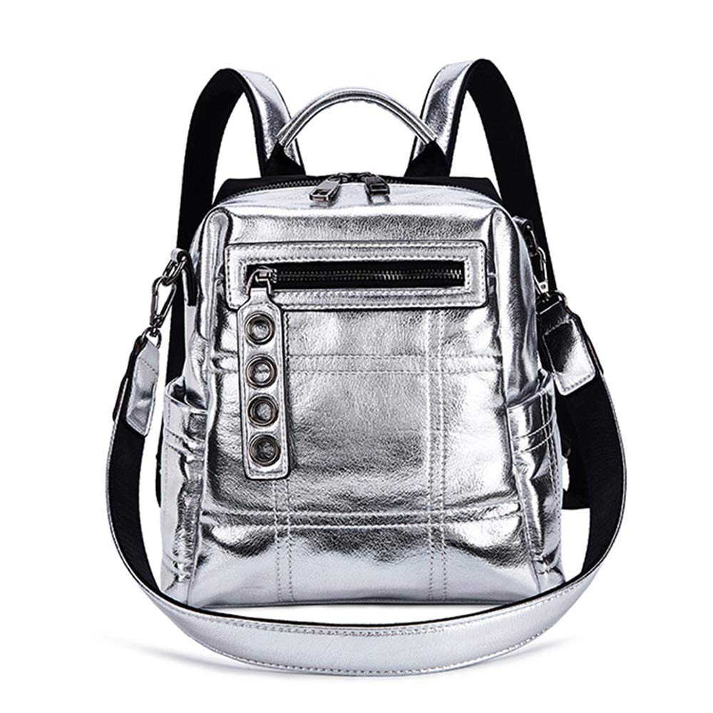 NIGEDU Glitter Backpack for Women - Stylish Shoulder Bag with Multiple Pockets, Perfect School Backpack for Teen Girls & Travel Purse for Women (Silver) - Ideal for School, Work, Travel & Daily Use