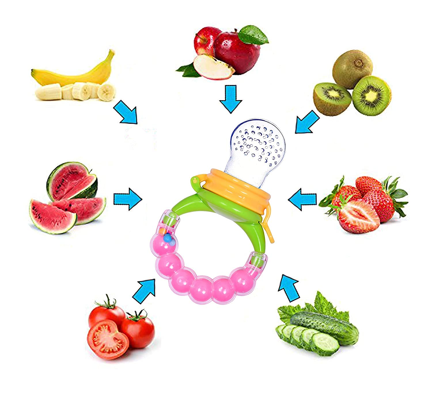 Lappu BPA-Free Silicone Fruit Teether for Babies 3-12 Months | Safe Chewing Toy for Infants | Perfect for Soothing Sore Gums During Teething, Travel, and Playtime