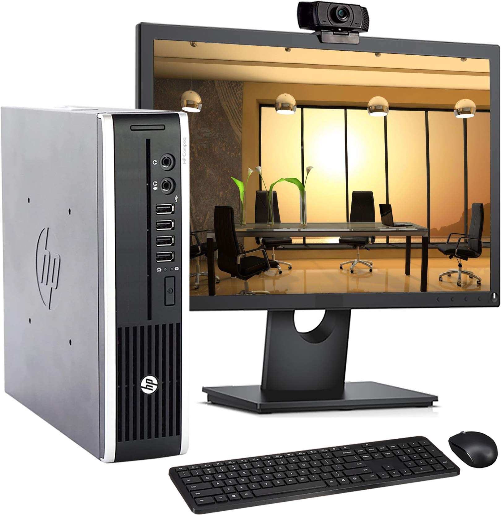 Refurbished HP 8300 USFF Desktop PC - Intel Core i5 3.2GHz, 8GB RAM, 320GB HDD, WiFi, Bluetooth, 1080p Webcam, Wireless Keyboard & Mouse, 19