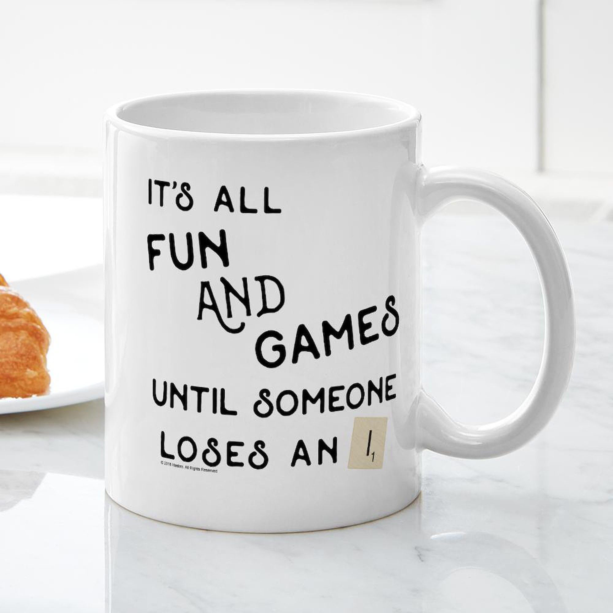 Scrabble Themed 11 oz Ceramic Coffee Mug - Fun & Games Gift for Word Lovers - Perfect for Office, Home & Gamer Gifts