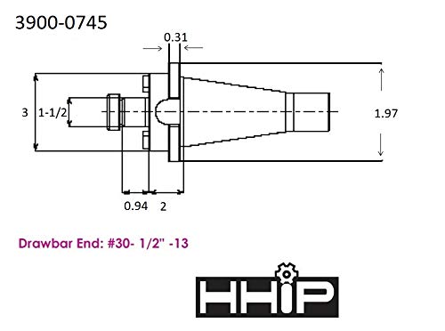 HHIP 3900-0745 #30 NMTB Shell End Mill Holder, 1-1/2
