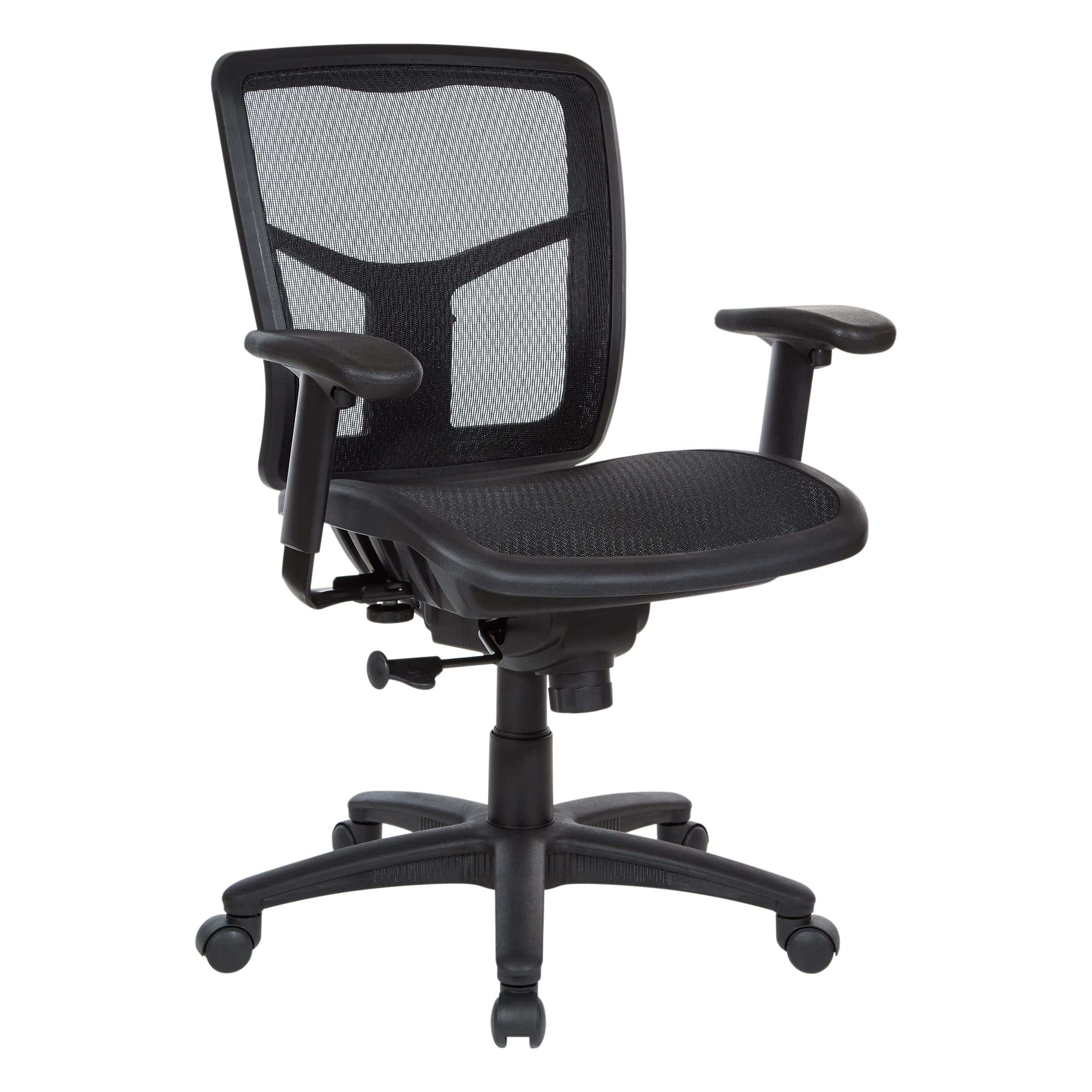 Office Star ProGrid Manager's Office Task Chair - Adjustable Height Arms, Ratchet Back Support & Breathable Mesh Seat - Ergonomic Black Desk Chair for Home Office, Conference Rooms & Workstations