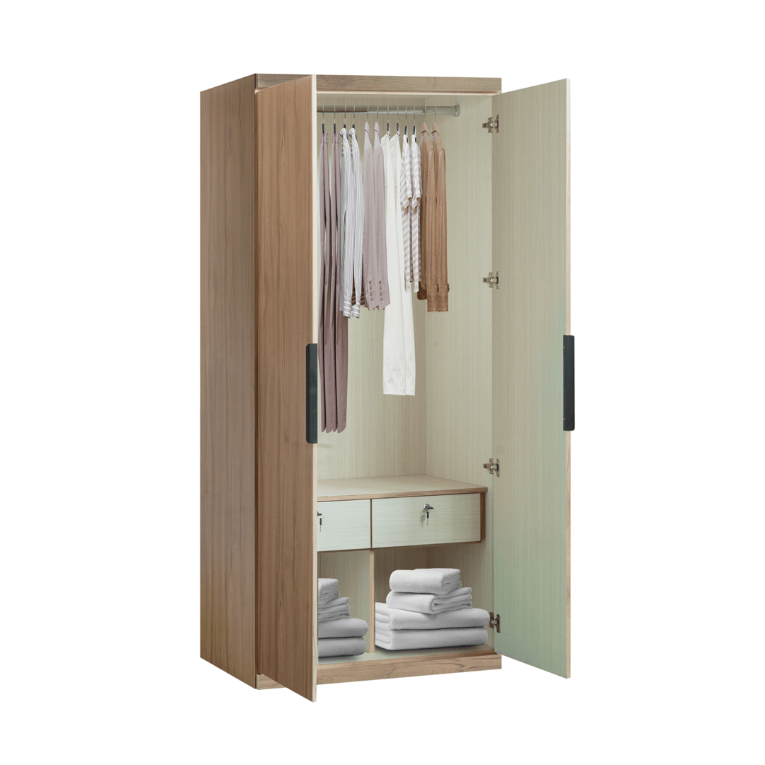 Kerris 2 Door Open Wardrobe - Solid Plywood Closet Organizer for Bedroom, Living Room & Walk-In Closet - Modern Freestanding Storage Cabinet for Clothes, Shoes & Accessories