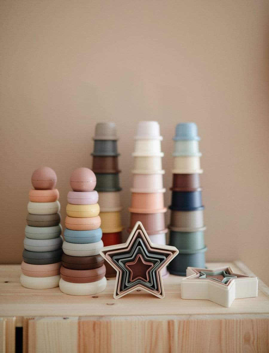 Mushie Stacking Cups Toy for Toddlers - Educational Baby Toys for Learning & Play - Perfect for Bath Time, Beach, and Indoor Fun