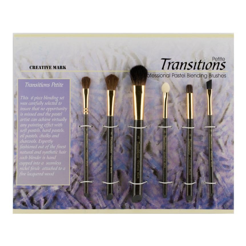 Professional Artist Pastel Blender Brush Set of 6 - for Chalk & Charcoal Drawing