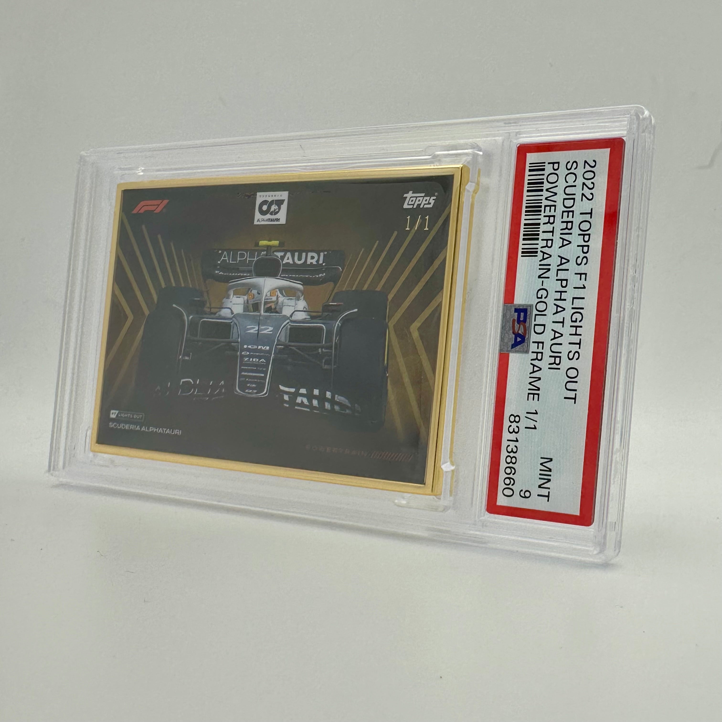 1/1 Gold Frame Scuderia AlphaTauri Powertrain 2022 Lights Out PSA 9 - Rare Collectible Racing Memorabilia for F1 Fans & Sports Display