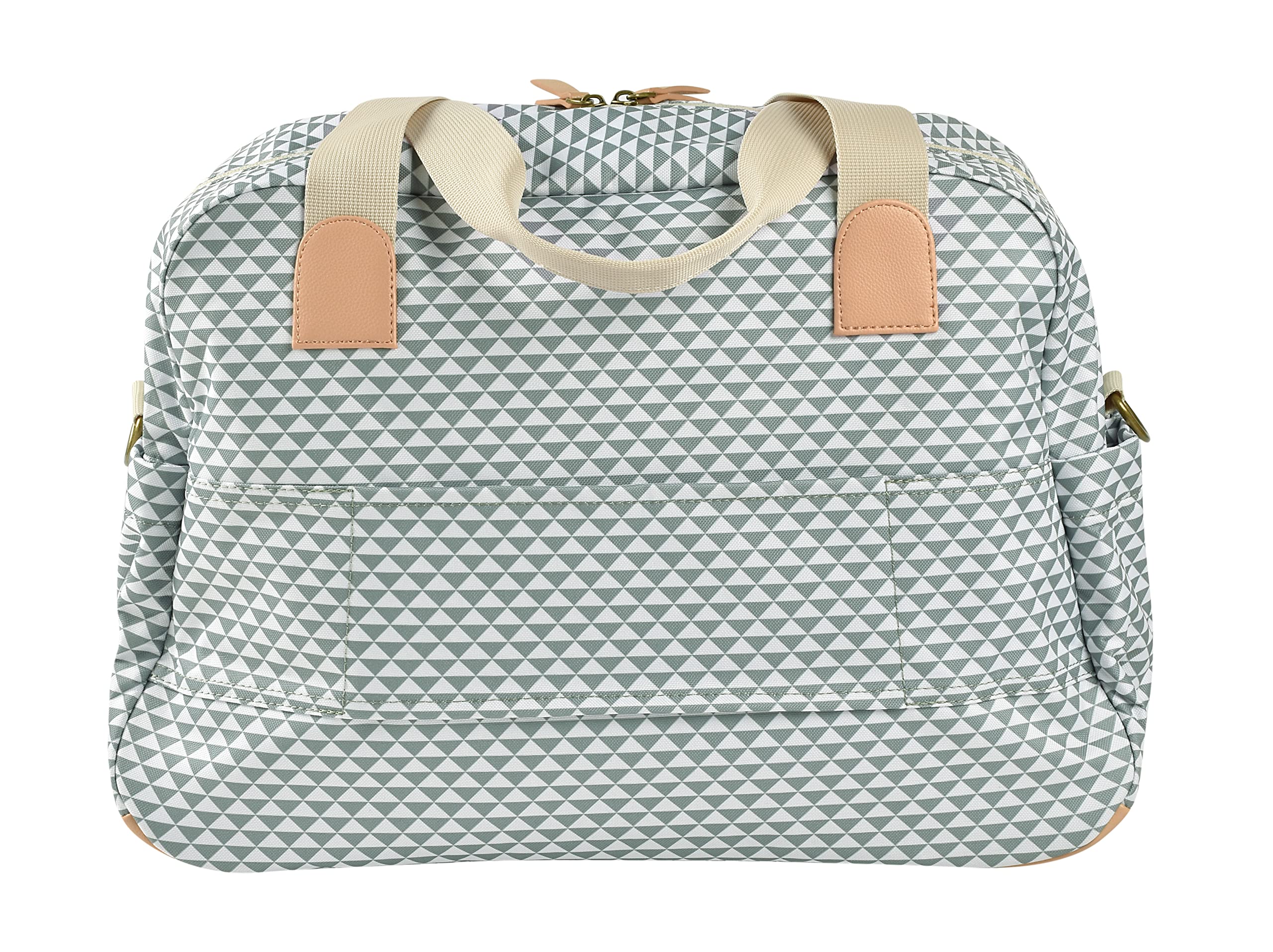 BEABA Geneva II Baby Changing Bag - Large Capacity Diaper Bag with Multiple Storage Pockets, Removable Front Pocket & Stroller Attachment | Includes Changing Mat & Insulated Lunch Pocket | Perfect for Travel, Daycare & On-the-Go Parents (Sage Green)