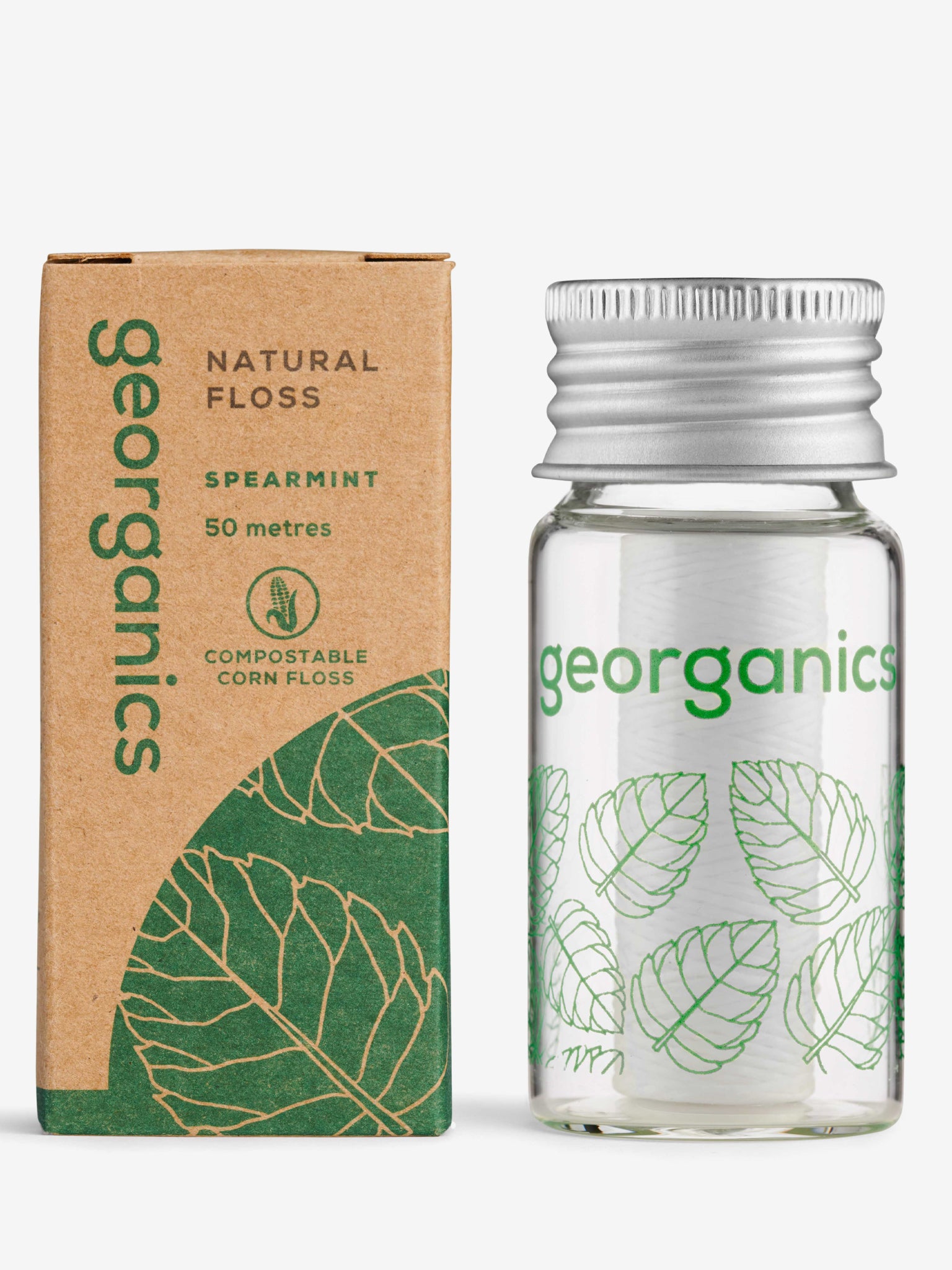 Organic Natural Dental Floss with Spearmint Flavor - Eco-Friendly, Biodegradable & Vegan for Fresh Breath & Healthy Gums - Perfect for Travel, Home & Office Use