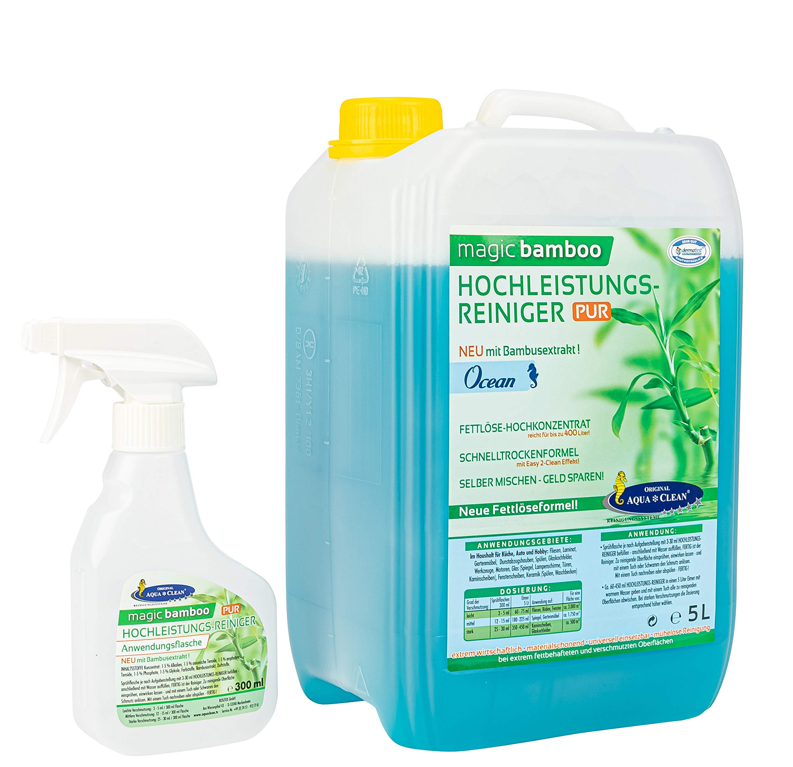 AQUA CLEAN Magic Bamboo High-Performance Cleaner 5L Concentrate (Ocean Scent) - Powerful Multi-Surface Cleaner for Kitchen, Bathroom, Floors & More