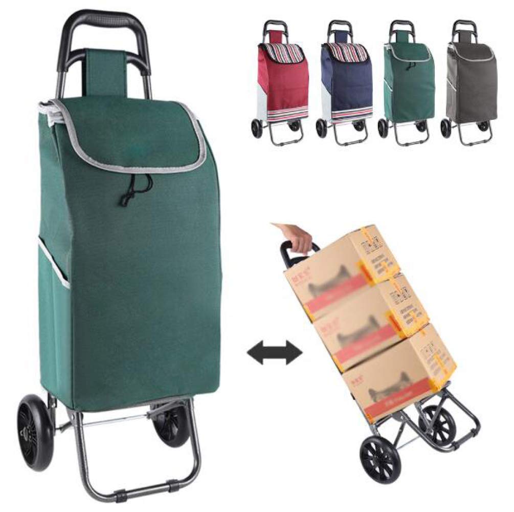 Foldable Collapsible Wagon Cart with Removable Waterproof Bag - Heavy Duty Extra Large Grocery Shopping Trolley on Wheels for Beach, Picnic, Camping & Outdoor Activities (Green)
