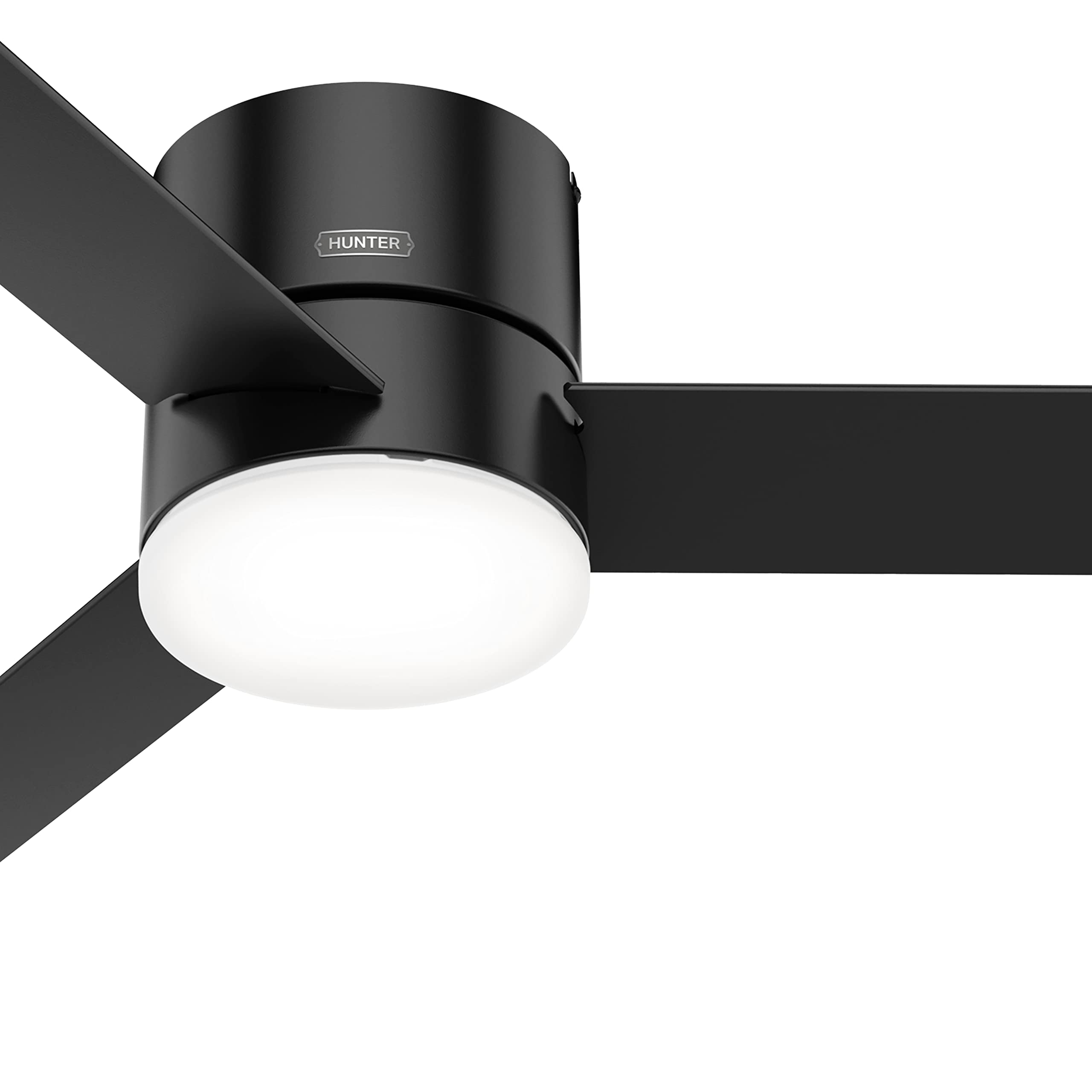 Hunter Fan 52 Inch Low Profile Matte Black Ceiling Fan with LED Light Kit & Remote Control - Energy Efficient Indoor Cooling for Bedroom, Living Room & Office (Renewed)