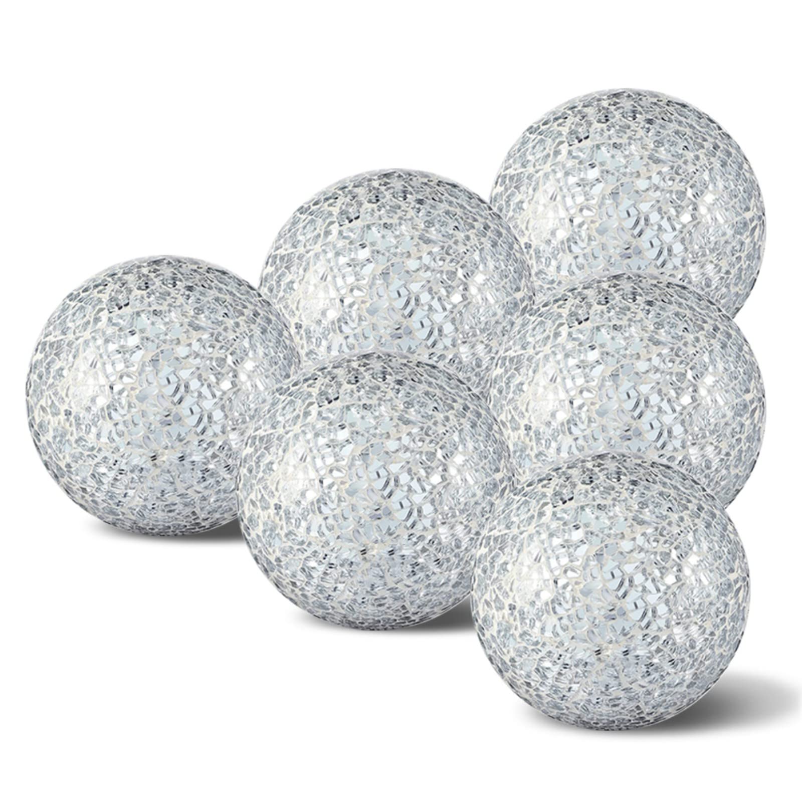 Renococo 6 Pcs Mosaic Glass Sphere Balls - 2.4 Inch Decorative Orbs Set for Table Centerpiece, Home Decor, Coffee Table & Shelf Display - Perfect for Living Room, Office & Wedding Decorations
