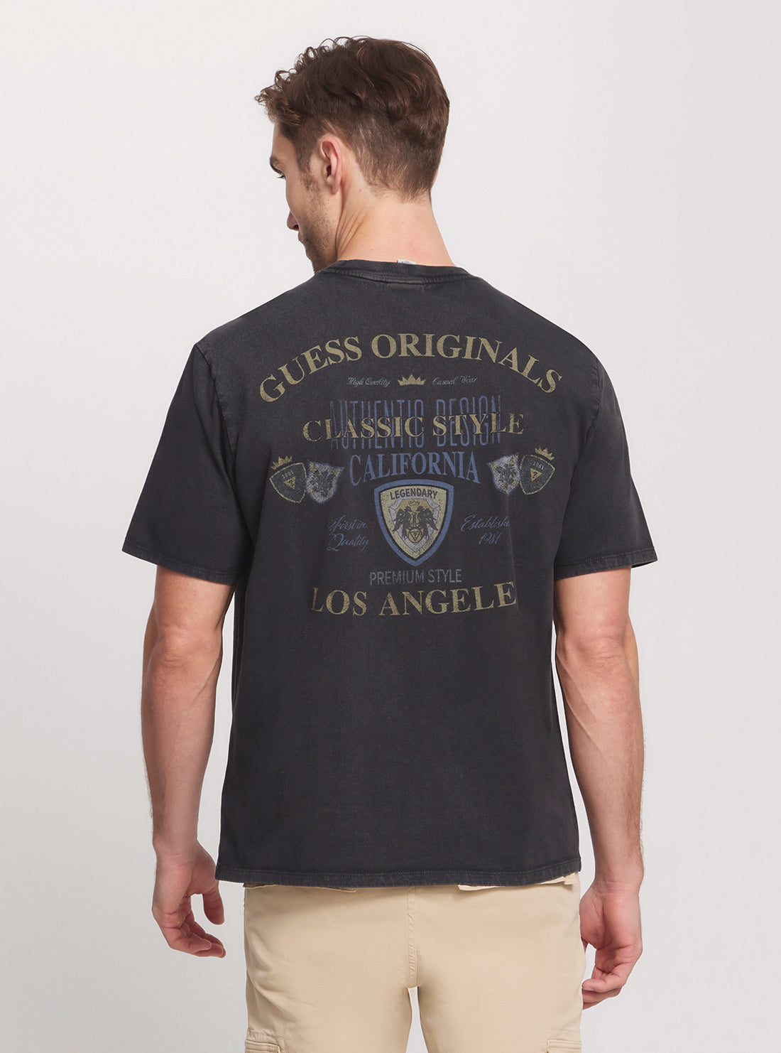 Guess Originals Black Letterman T-Shirt for Men - Vintage Style Cotton Tee - Casual Wear & Street Fashion Outfit