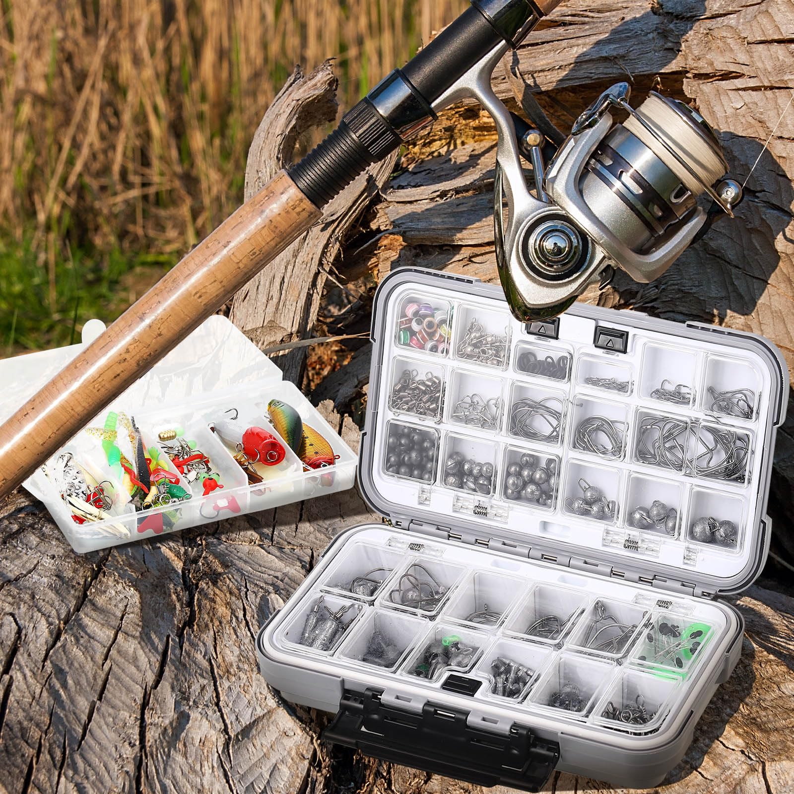 482 Pcs Fishing Accessories Kit for Adults - Complete Tackle Box with Lures, Hooks, Sinkers & Tools - Perfect Fishing Gift for Men & Women - Ideal for Freshwater, Saltwater & Ice Fishing Adventures