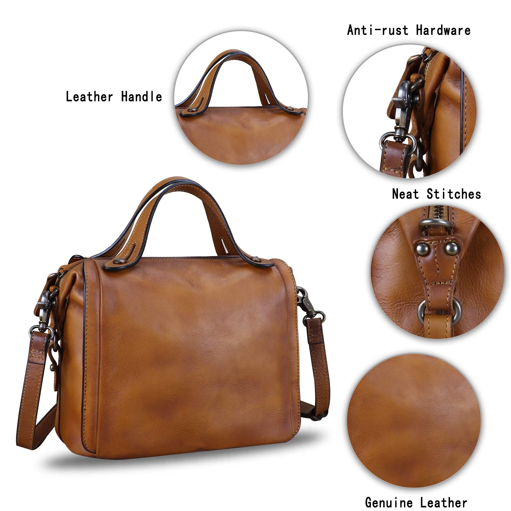 Genuine Leather Satchel Purse for Women - Retro Handmade Top Handle Handbag, Designer Crossbody Bag | Perfect for Work, Travel & Everyday Use