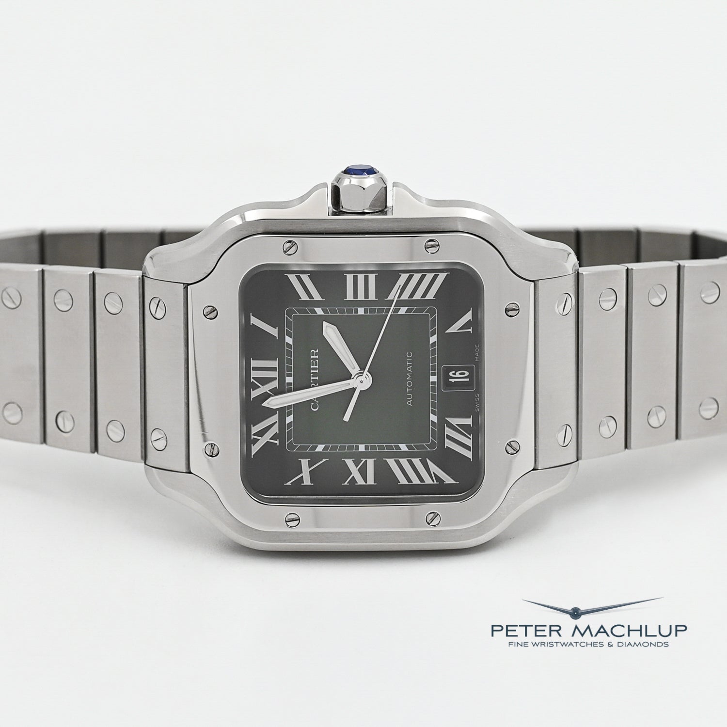 Cartier Santos LM Automatic Watch for Men - Luxury Swiss Stainless Steel Timepiece with Sapphire Crystal - Perfect for Business, Formal Events & Everyday Wear
