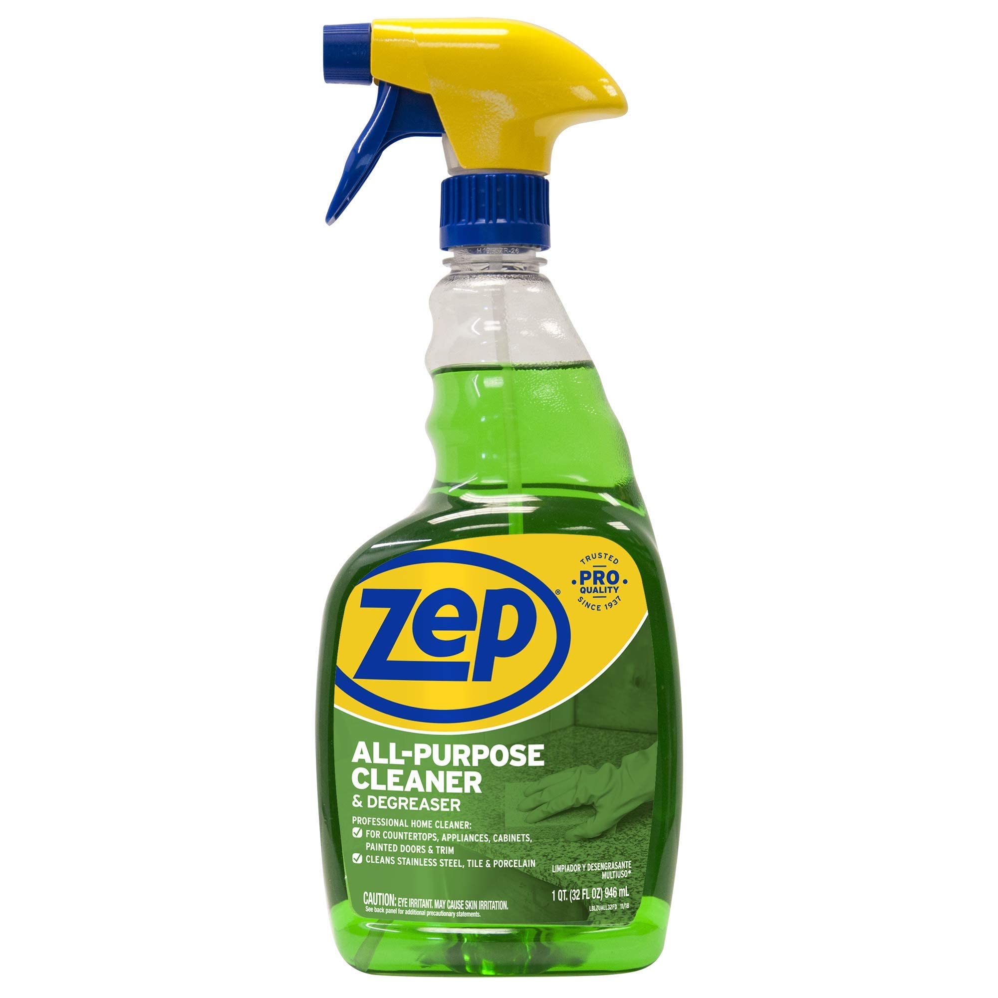 Zep ZPEZUALL32 All-Purpose Cleaner and Degreaser - 32 oz Green Formula for Kitchen, Garage & Industrial Use