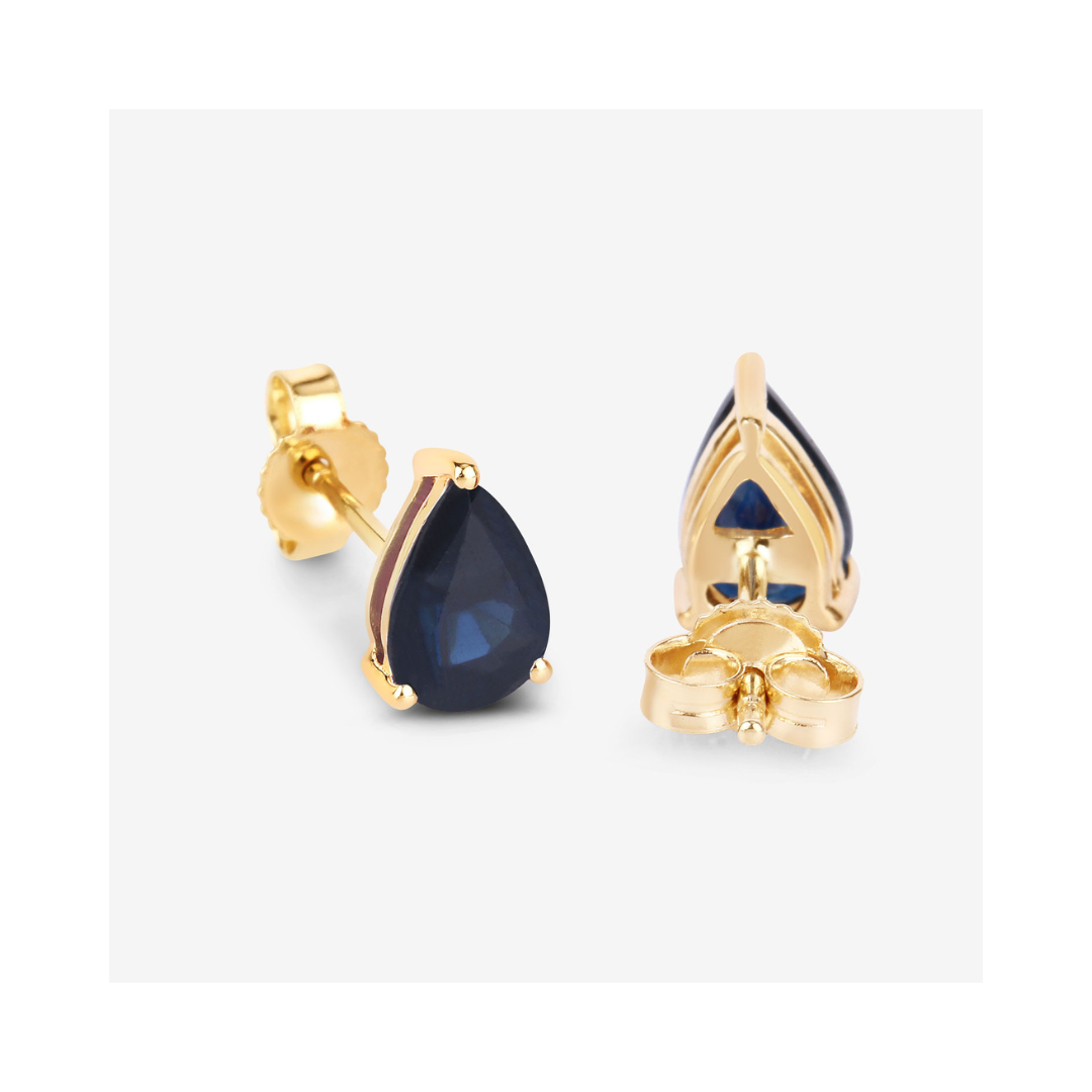 Genuine Blue Sapphire Teardrop Stud Earrings for Women - 925 Sterling Silver Elegant Jewelry Gift for Wedding, Anniversary & Special Occasions