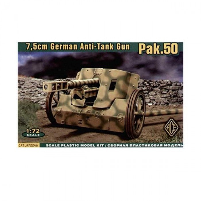 Ace Models 72246 1/72 Scale German 7.5cm Pak.50 Anti-Tank Gun Model Kit - Perfect for WWII Military Dioramas & Historical Collectors