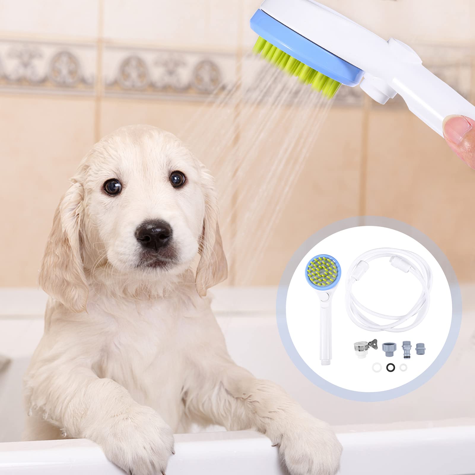 Balacoo Pet Shower Brush - Dog Grooming Comb & Massage Scrubber for Bath Time, Puppy Shower Sprayer with Ergonomic Handle - Perfect for Dog Wash, Puppy Bath & Pet Spa Days