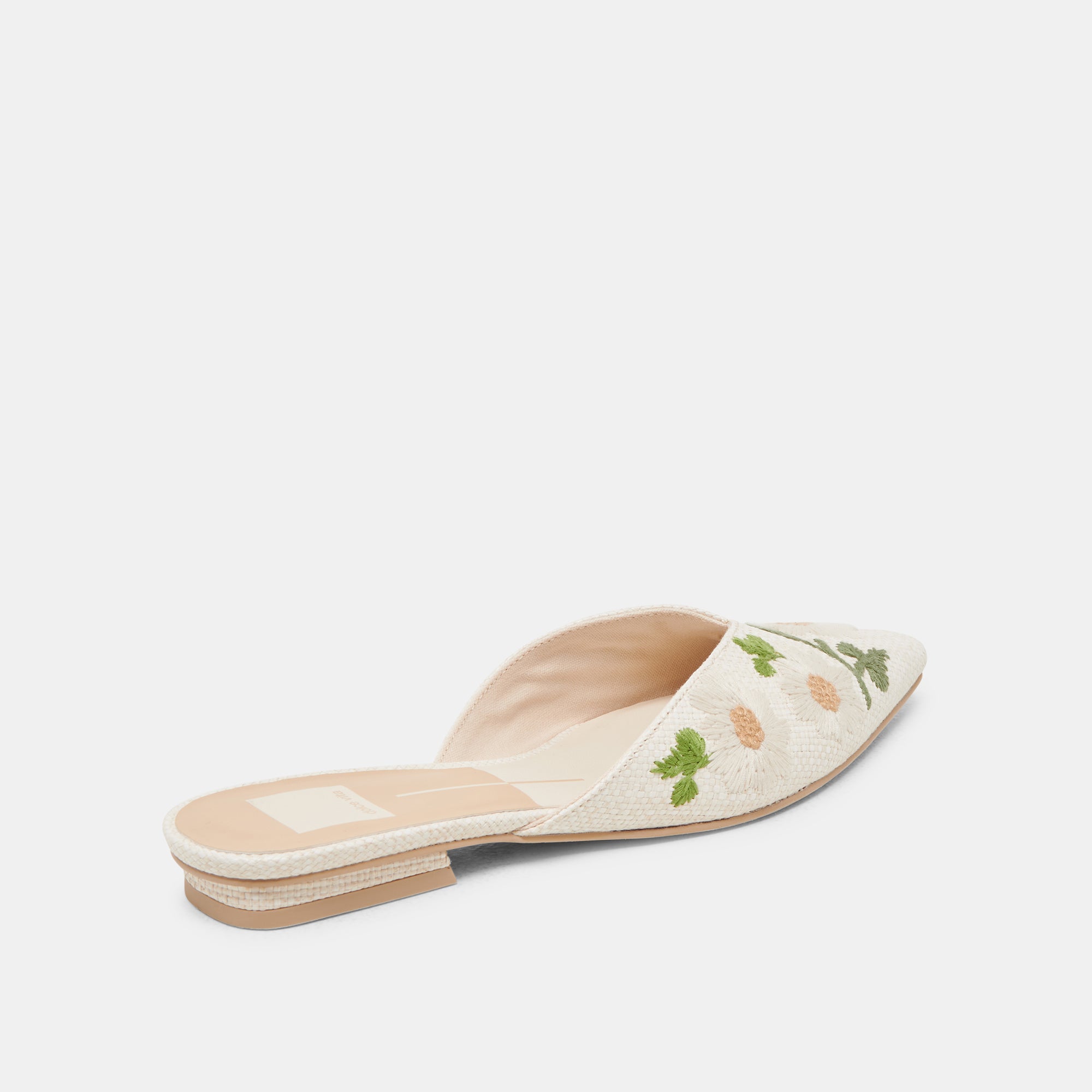 ELM FLATS WHITE FLORAL RAFFIA Women's Summer Sandals - Comfortable Casual Beach Shoes for Outdoor Walking, Vacation & Boho Style Outfits
