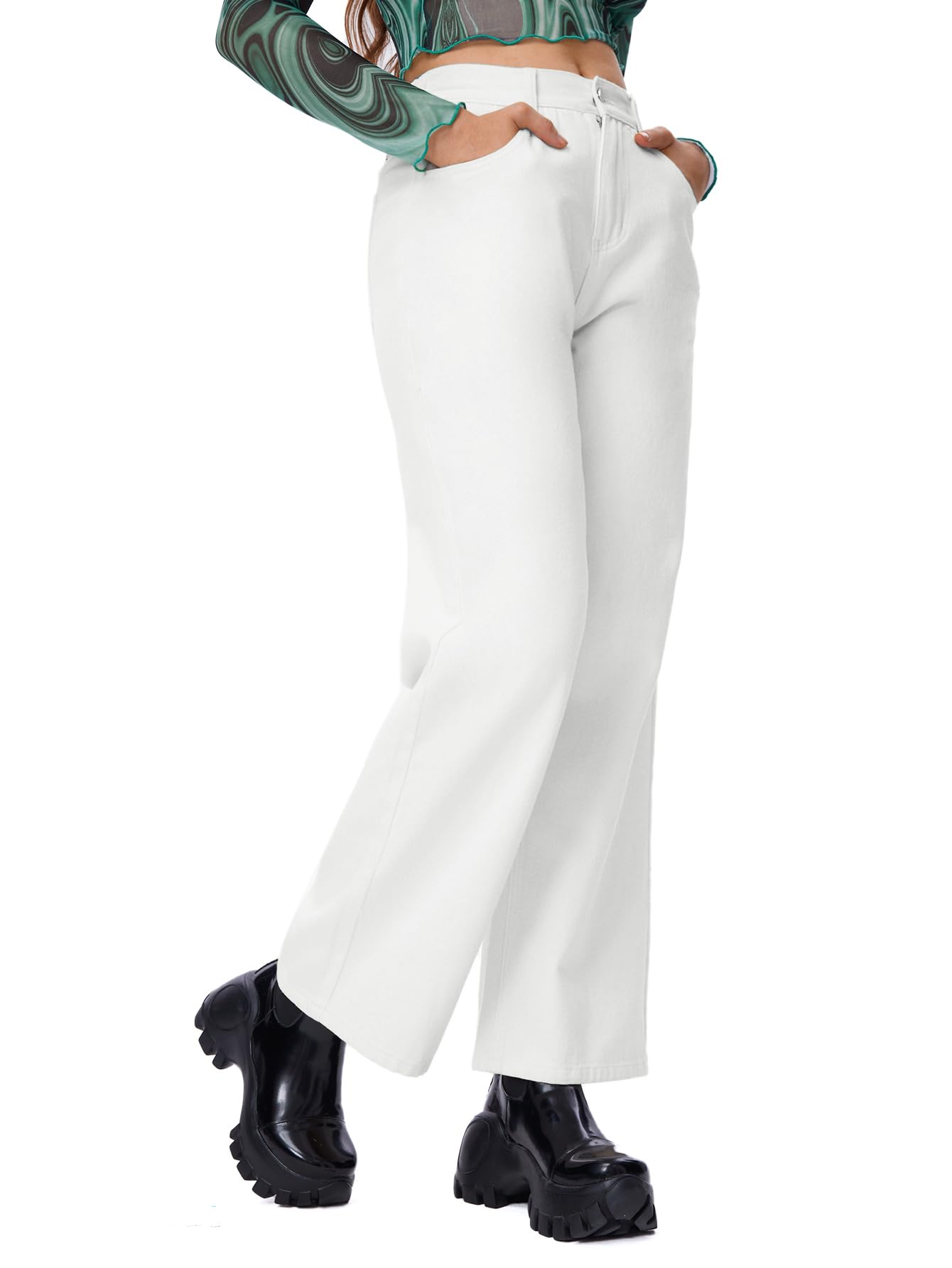 SweatyRocks Women's High Waist Wide Leg Jeans - Loose Fit Casual Straight Denim Pants for Everyday Wear | Perfect for Work, Weekend & Street Style Fashion