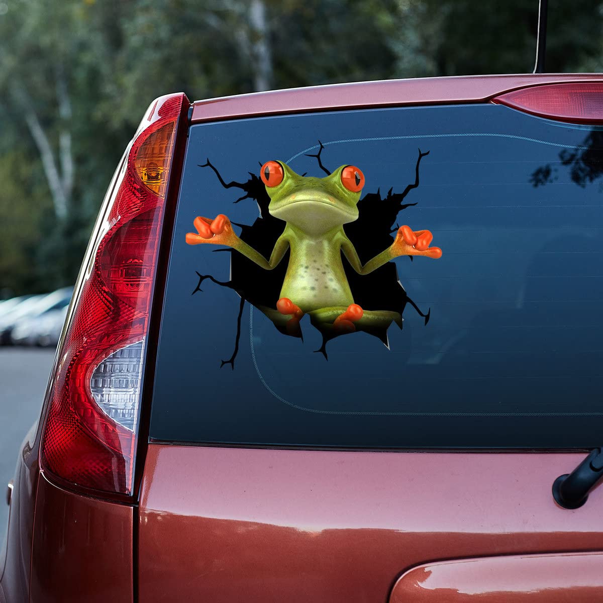 GERBERA PRINTS Frog Relax Car Decal Sticker - Waterproof Vinyl Yoga Frog Stickers for Car Body, Door, Window - Perfect for Car Styling & Bumper Decoration - Great for Yoga Lovers & Car Enthusiasts