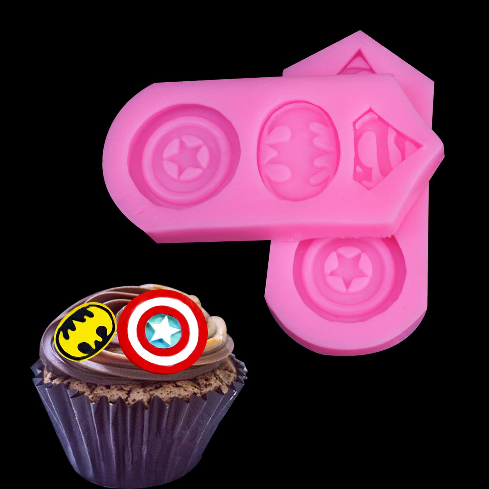 2-Piece Superhero Silicone Mold Set for Cookies, Fondant, Candy & Chocolate - Perfect for Birthday Parties, Cake Decorating & DIY Baking Gifts
