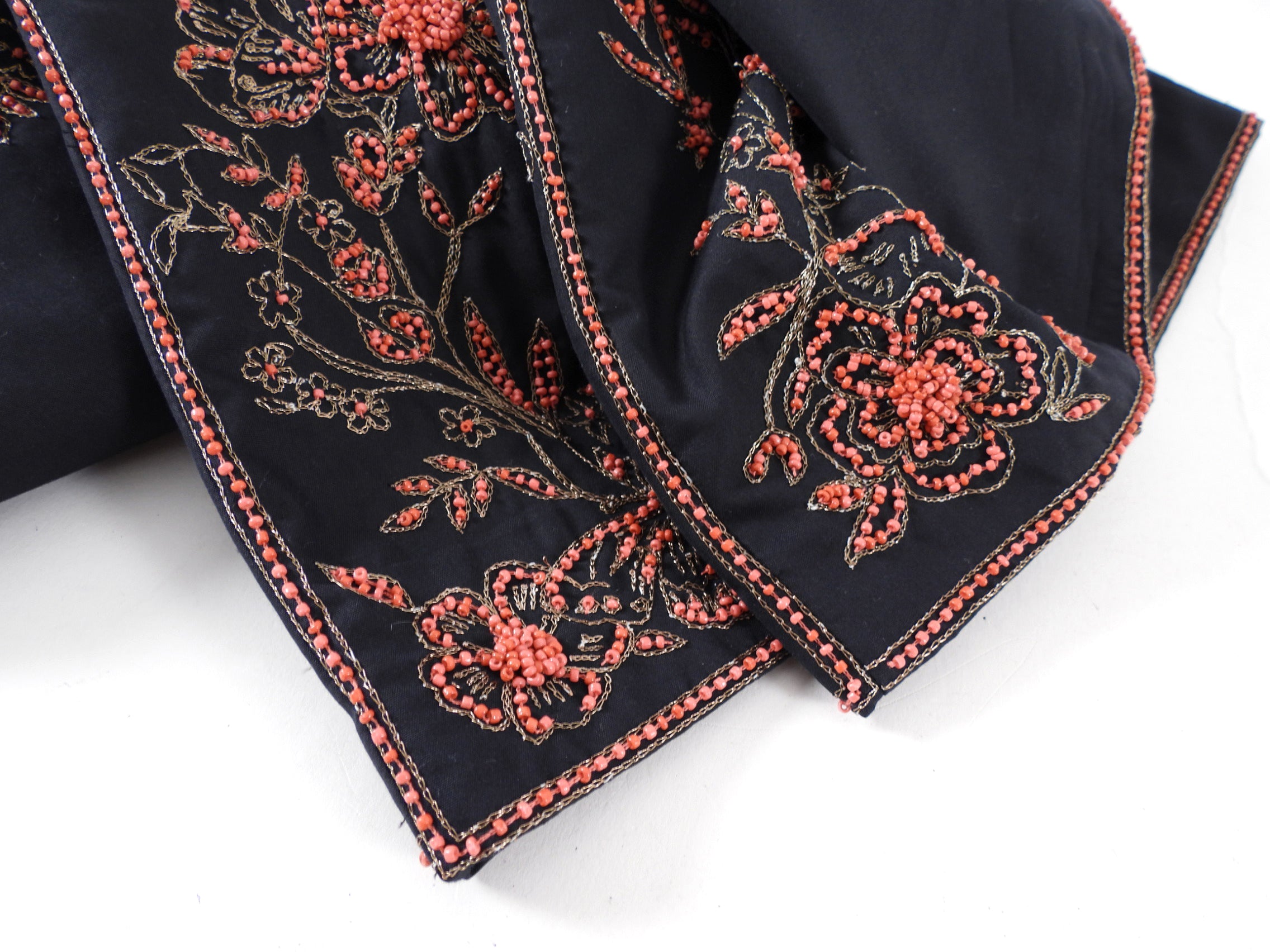 Christian Dior Black Cotton Coral Bead Embroidered Wide Leg Pants for Women - Size S/M - Elegant Lounge & Evening Wear for Special Occasions
