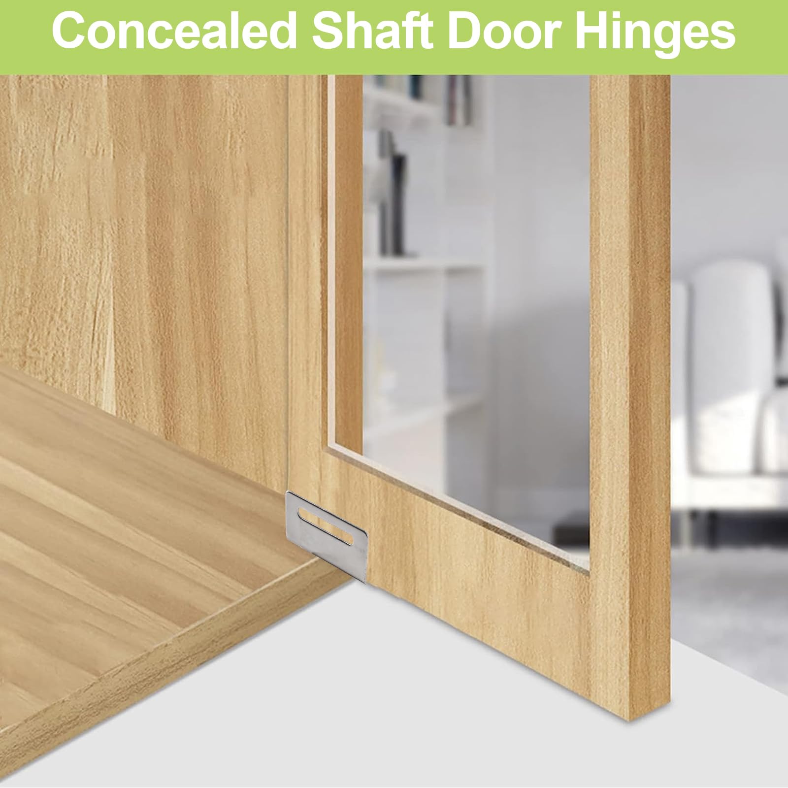 6 Pairs Silver Iron Pivot Hinges - Concealed Shaft Right Angle Cabinet Door Hinges for Free-Swinging Wood Doors (Single Hole) | Perfect for Kitchen Cabinets, Wardrobes & Furniture Installation