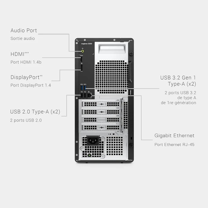 Dell Inspiron 3030 Desktop Computer - Intel Core i5-14400 14th Gen Processor (10-Core, up to 4.7GHz), 16GB DDR5 RAM, 1TB NVMe SSD, Intel UHD 770 Graphics, Windows 11 Home | Home Office, Gaming & Productivity PC with Keyboard & Mouse Included