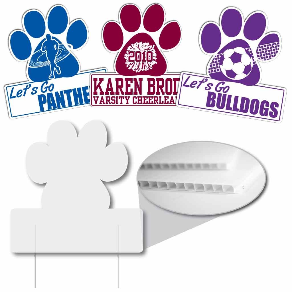 VictoryStore Paw Print Yard Signs - 22 Inch Outdoor Lawn Decorations, 4mm Thick Corrugated Plastic Blanks - Set of 25 for Garden, Yard, Party & Event Decor | Weather-Resistant & Durable