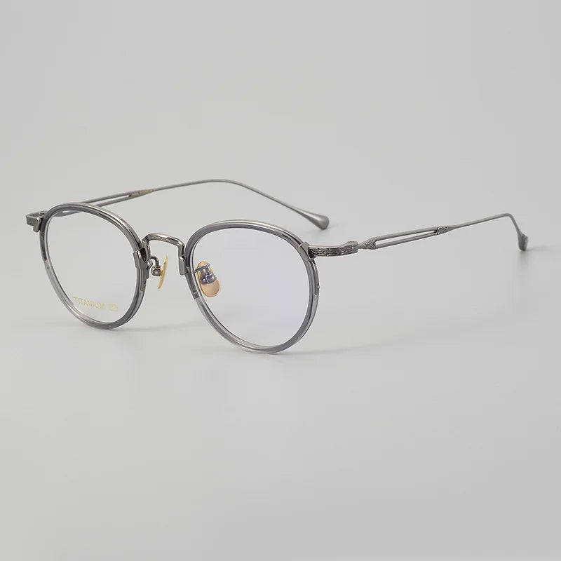 Unisex Black Full Rim Oval Titanium Acetate Eyeglasses E046 - Lightweight & Durable for Work, Reading & Fashion