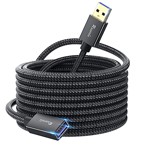 Ruaeoda 25ft USB 3.0 Extension Cable - SuperSpeed USB 3.0 Type A Male to Female Cable with 22 AWG Braid - for PC, Laptop, Printer, Hard Drive & Home Office Setup