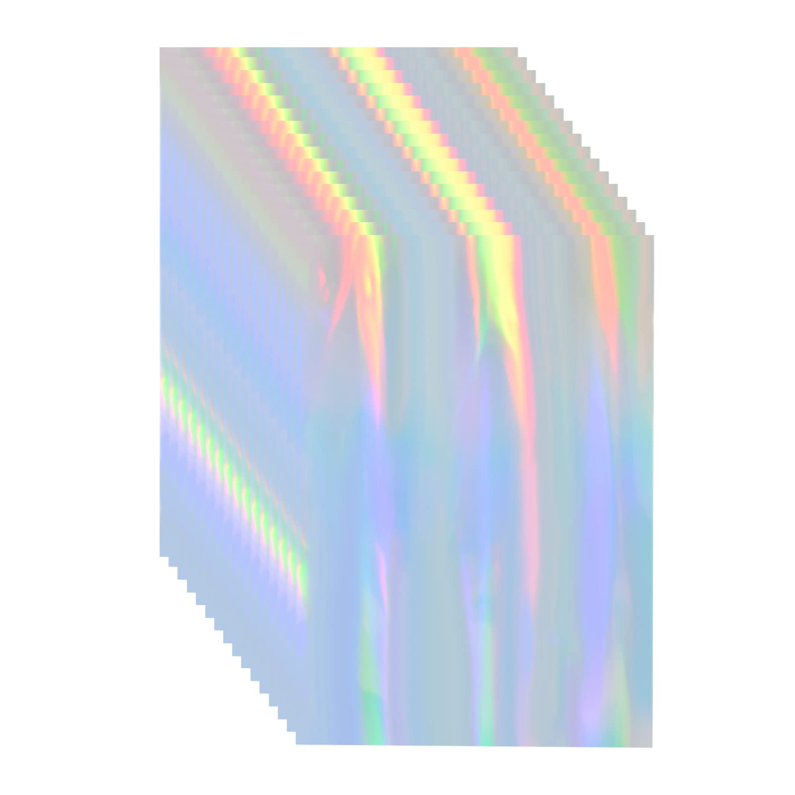WANDIC Printable Holographic Sticker Paper - 16 Sheets Self-Adhesive Waterproof Vinyl Sticker Sheets for Inkjet & Laser Printers - DIY Crafts, Scrapbooking, Laptop Decoration, Water Bottle Labels, Gift Packaging