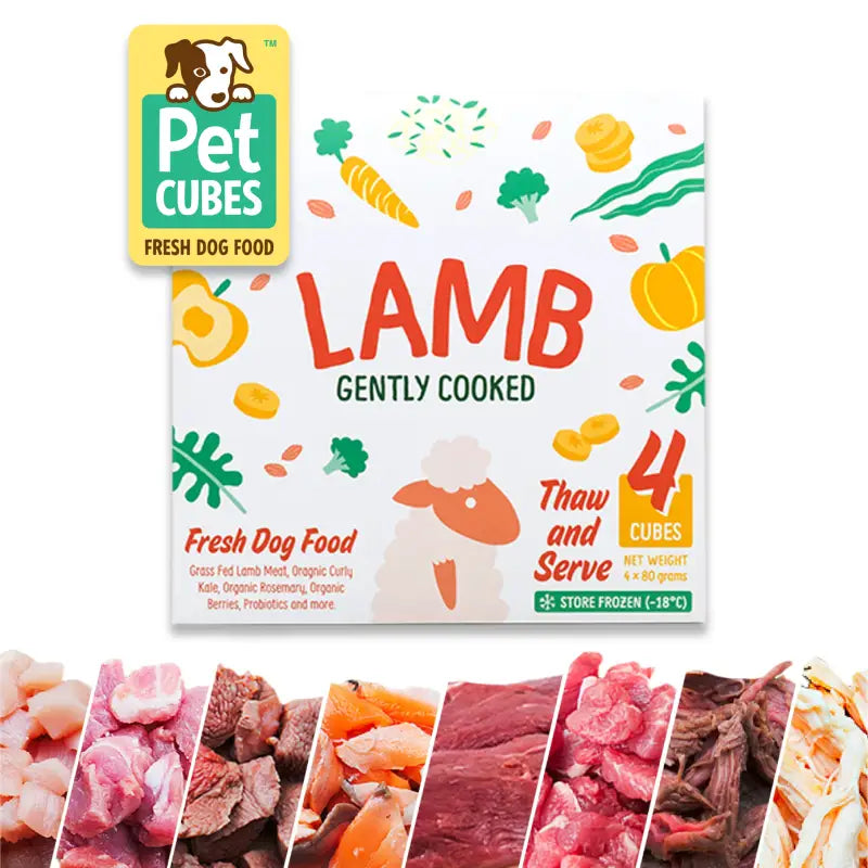 Premium Frozen Lamb Dog Food - PetCubes 320g Tray | High-Protein, Grain-Free Meal for Dogs | Perfect for Training, Treats & Daily Feeding