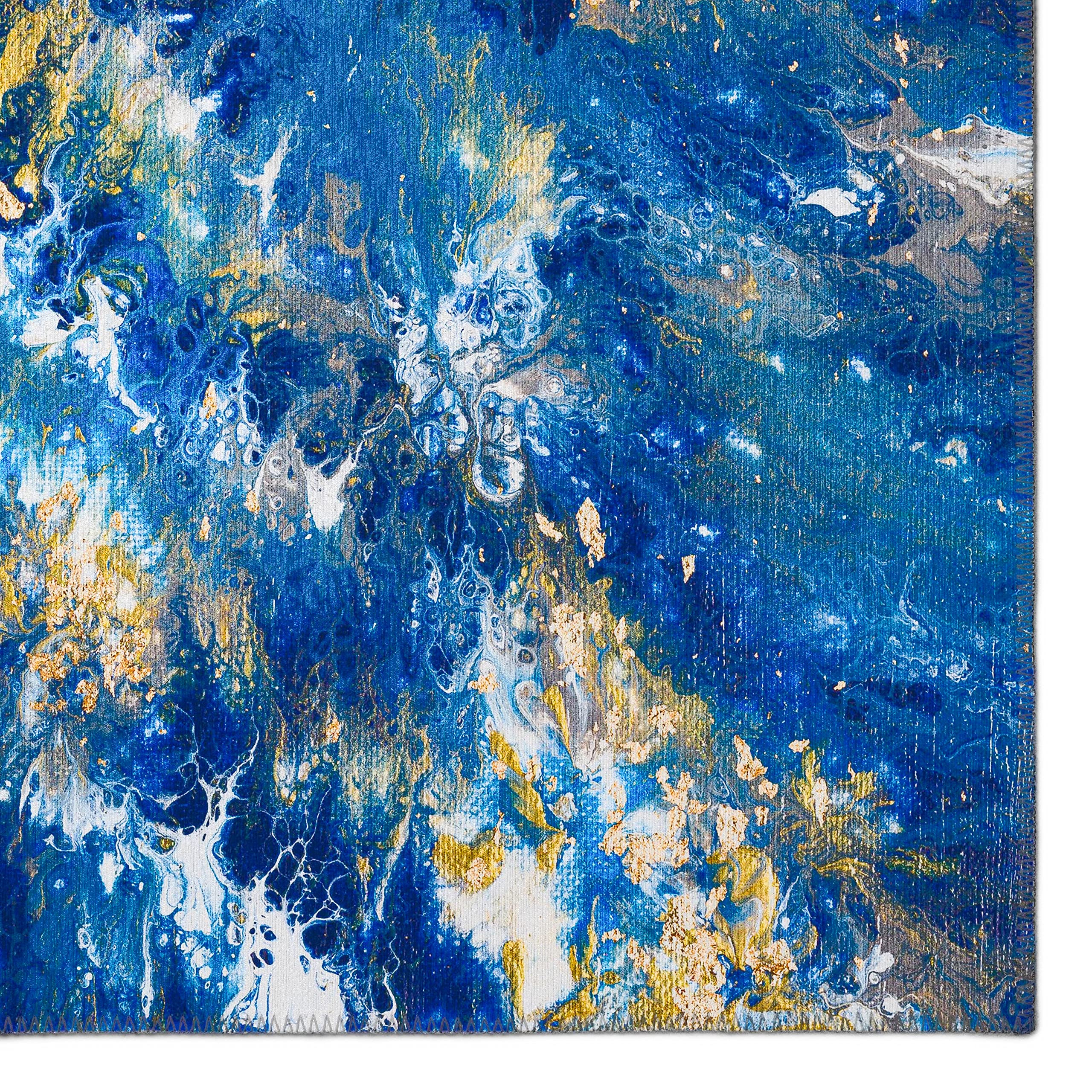 Addison Rugs Karina AKC47 Blue 3' x 5' Indoor/Outdoor Area Rug - Machine Washable, Non-Shedding, Easy Clean - Perfect for Bedroom, Living Room, Dining Room, Kitchen, Entryway & Patio - Durable & Stylish Home Decor