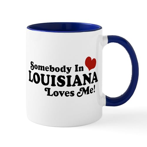 White/Navy Inside - Somebody In Louisiana Loves Me Mug