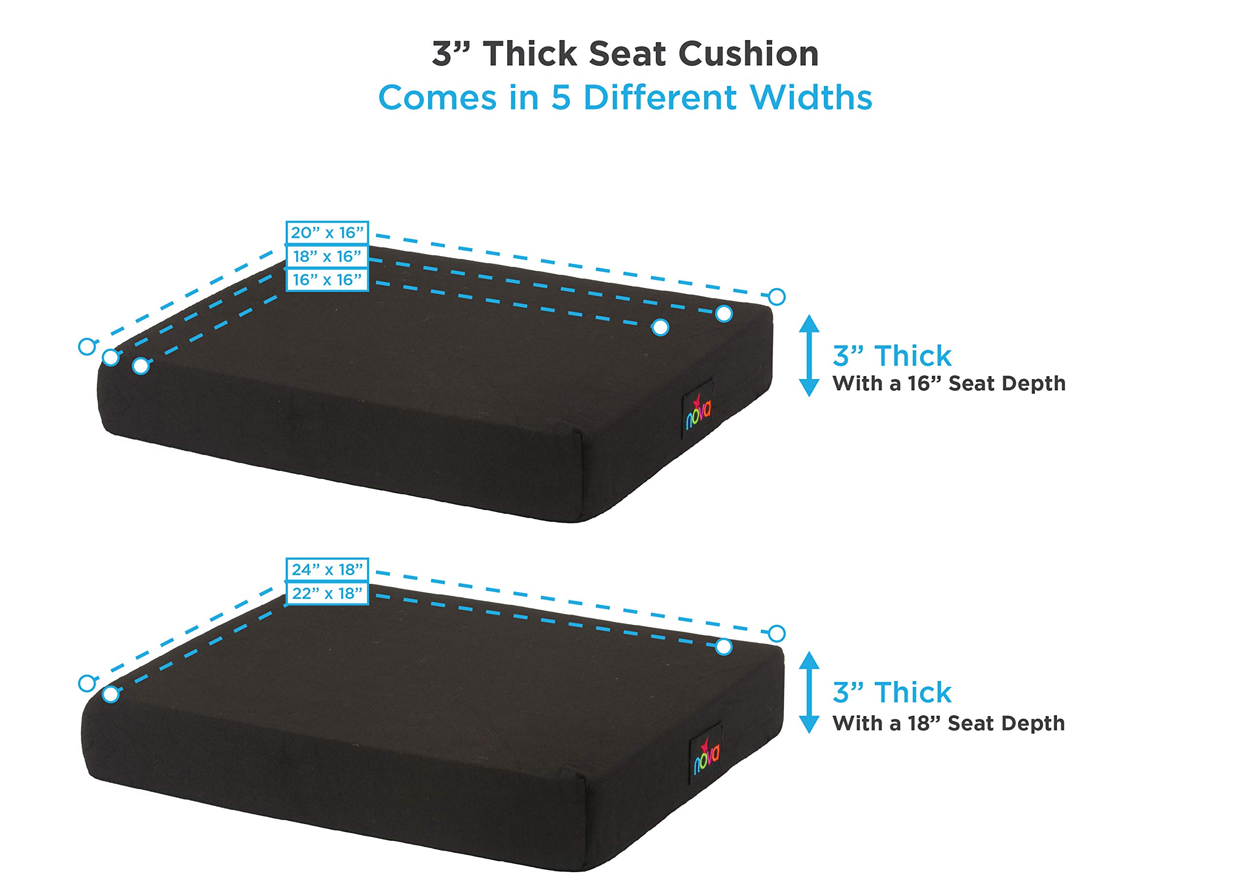 NOVA Gel Memory Foam Wheelchair Cushion - 3