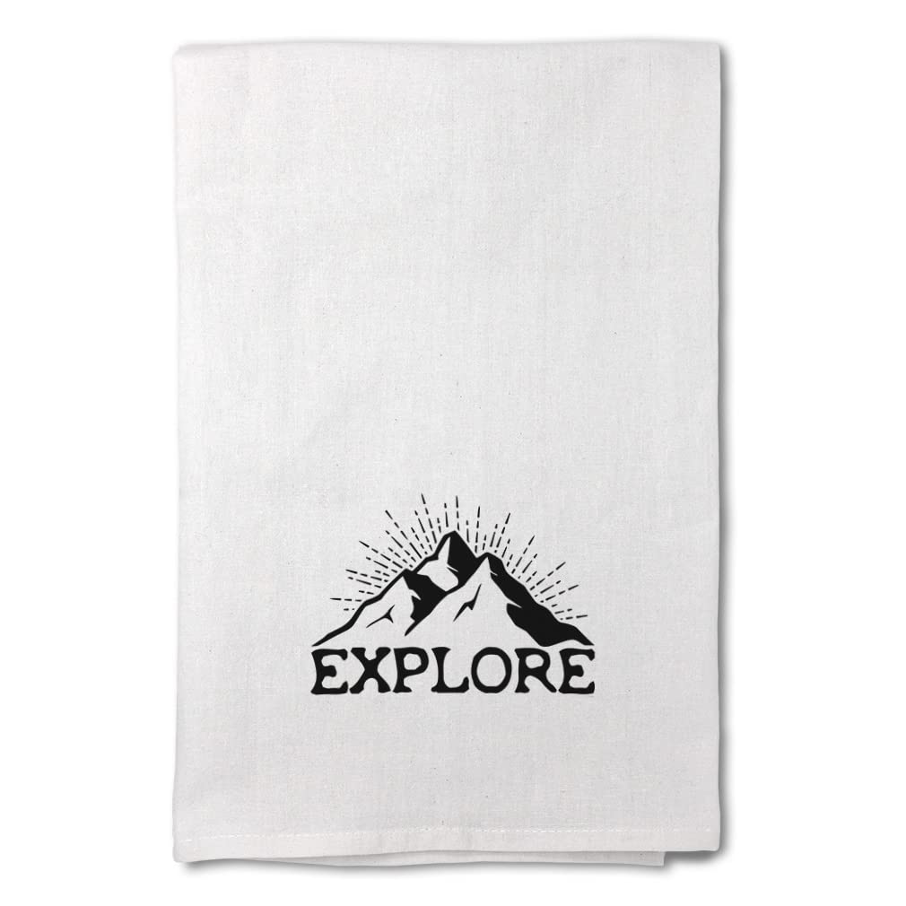 Stylish Printed Mother's Day Kitchen Towels - Mountain & Sun Camping Themed Dish Towels for Cooking, Cleaning & Home Decor
