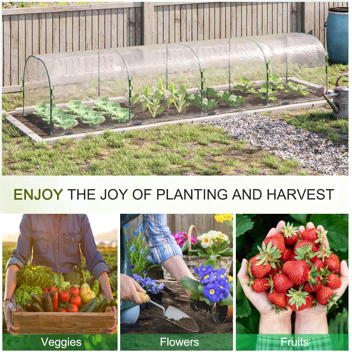 Mini Greenhouse Tunnel Kit for Outdoor Gardening - Portable Small Greenhouse with Hoops for Plants, Vegetables & Herbs - Perfect for Backyard, Patio & Balcony Gardening