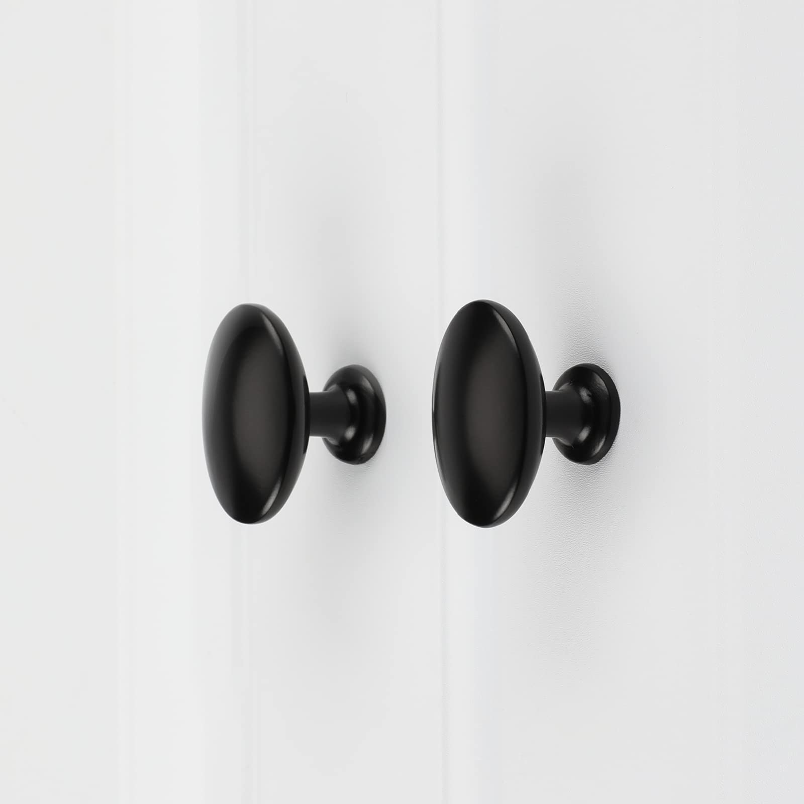 25-Pack Matte Black Cabinet Knobs - Oval & Round Drawer Pulls for Kitchen & Bathroom Cabinets | Durable Solid Hardware for Home Decor & Furniture Upgrade