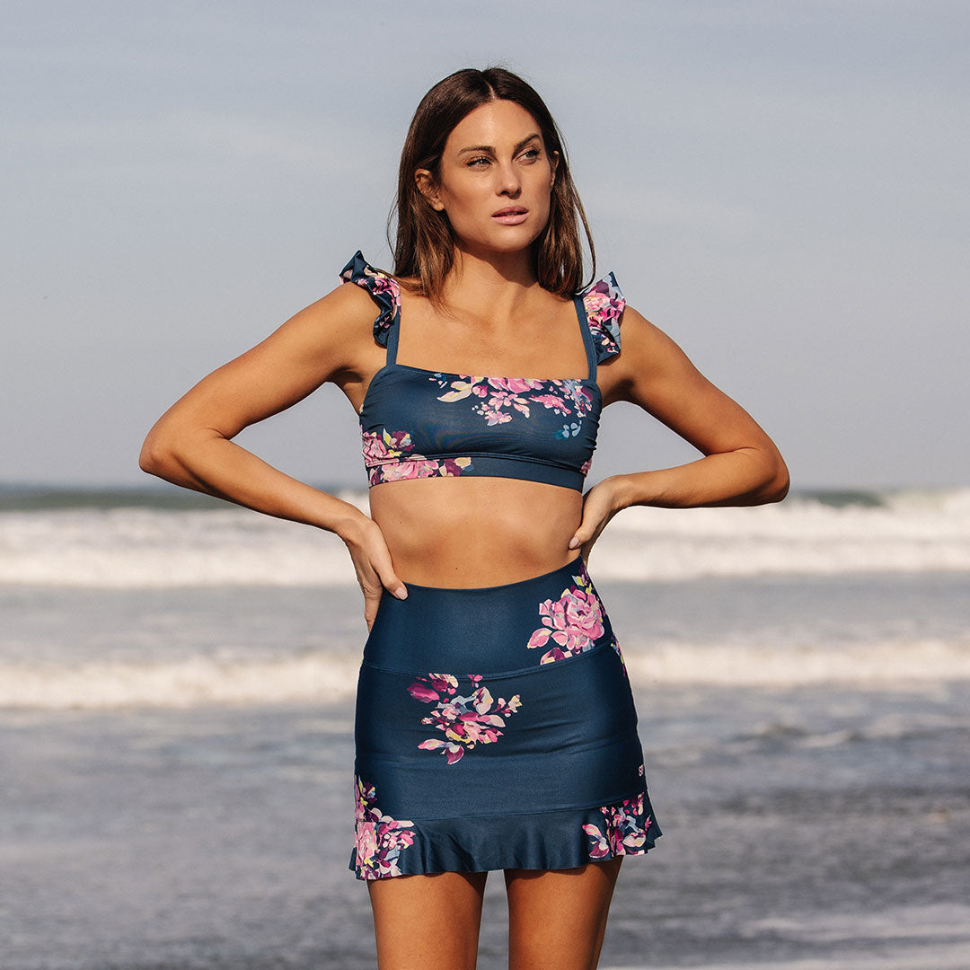 Dahlia High Waisted Swim Skirt - Women's Flattering Swimwear with Built-in Shorts for Beach, Pool & Water Sports