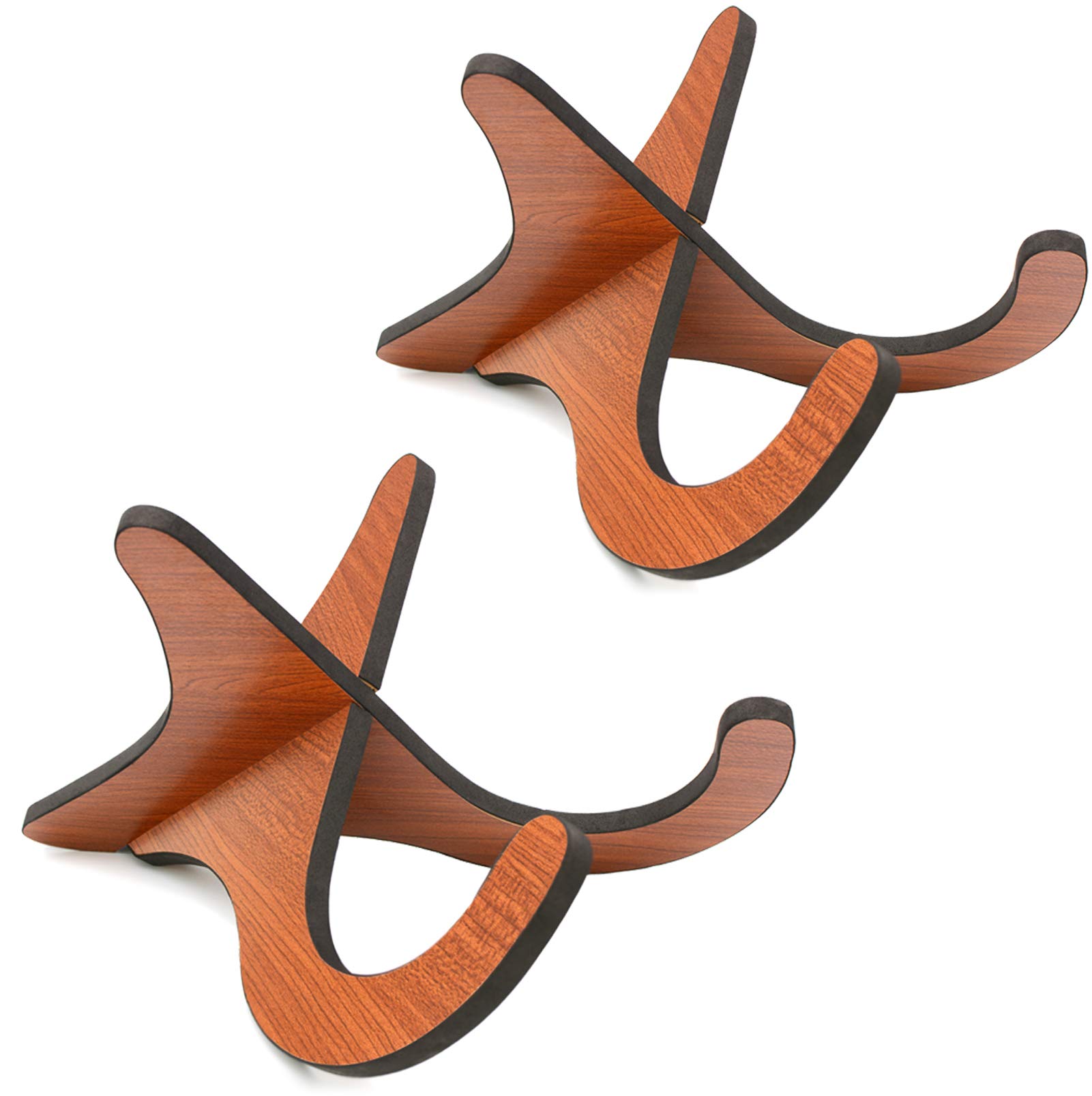 2 Pack Wooden Ukulele Stand Holder - Folding Portable Instrument Stand for Ukulele, Violin, Mandolin & Banjo - Perfect for Home, Studio & Travel Use