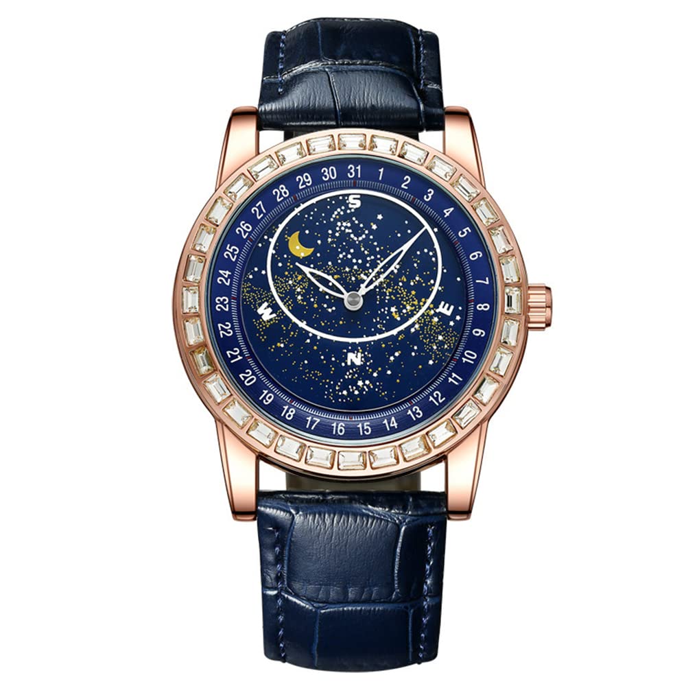 Premium Men's Automatic Mechanical Watch with Star Dial & Rotating Second Hand - Luminous Star Design for Night Visibility - Perfect for Formal Events, Business Meetings & Everyday Wear