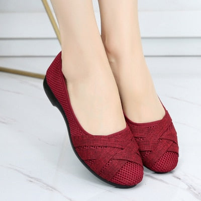 Women's Comfortable Flat Shoes - Breathable & Lightweight Cloth Slip-Ons for Casual Wear, Walking & Travel